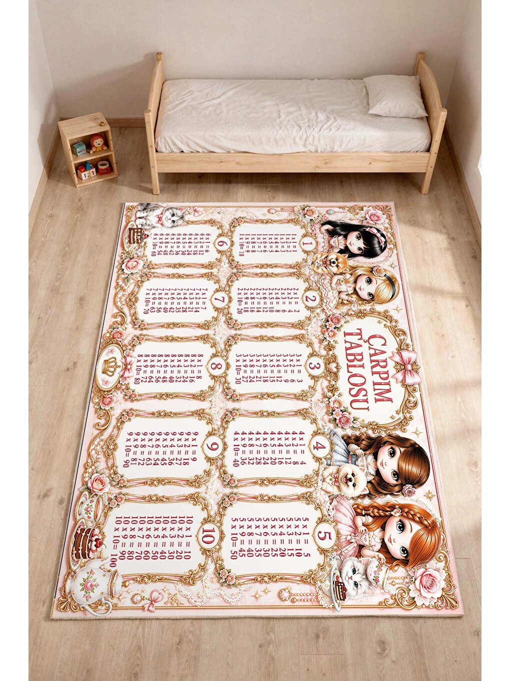 Pembe Modern Çocuk Halısı Kaymaz Tabanlı Makinede Yıkanabilir Çocuk Odası Halısı-2