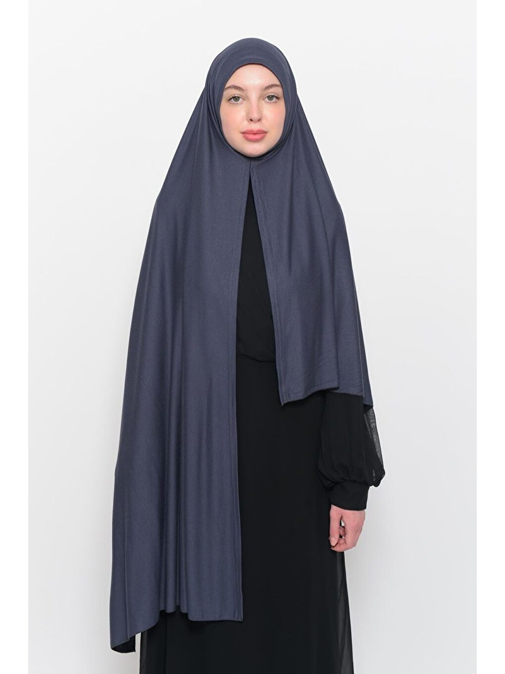 Gri Hazır Pratik Geçmeli Lüks Organik Düz Penye Şal Çapraz Hizalı-2