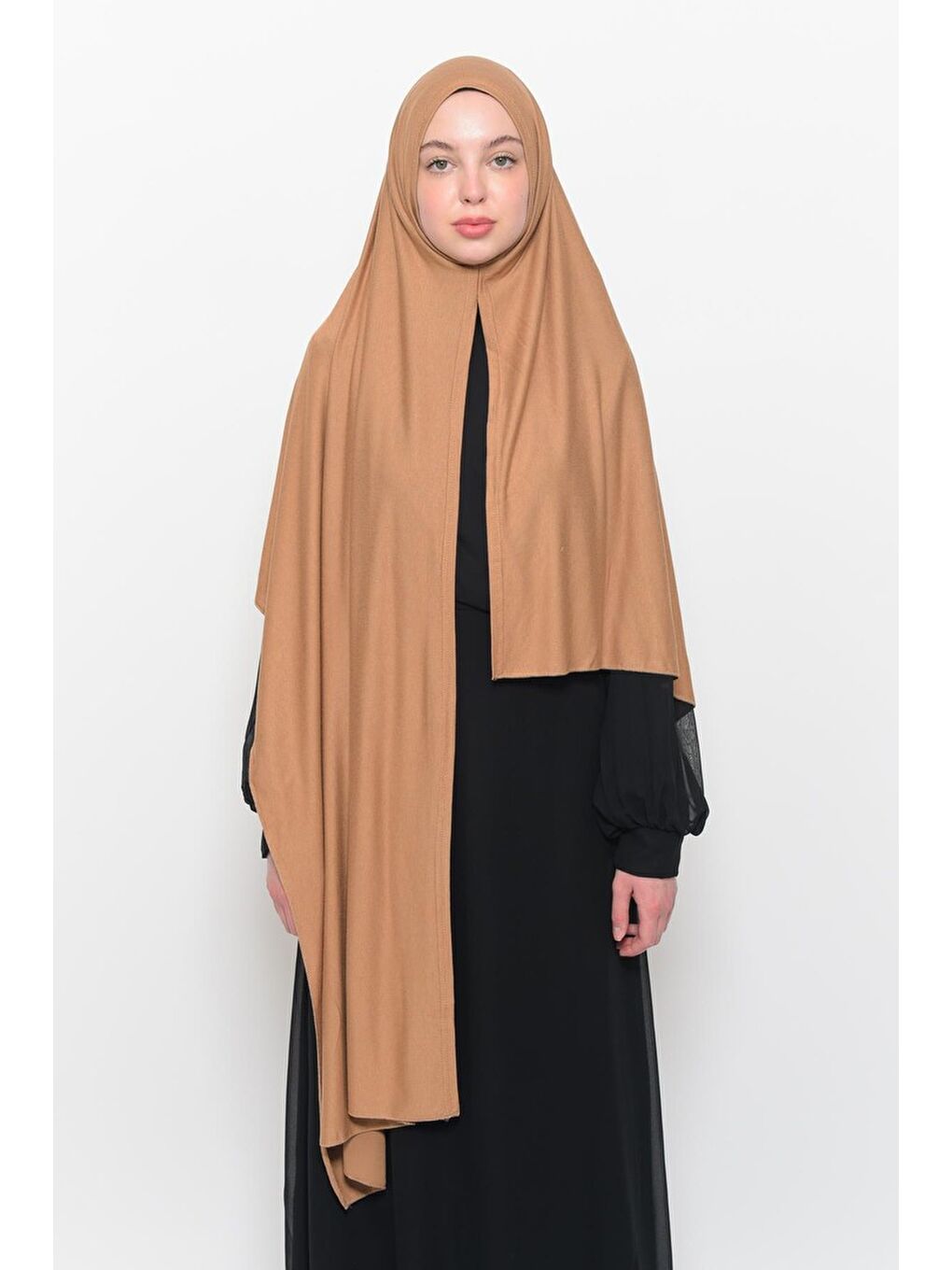 Bej Hazır Pratik Geçmeli Lüks Organik Düz Penye Şal Çapraz Hizalı-2