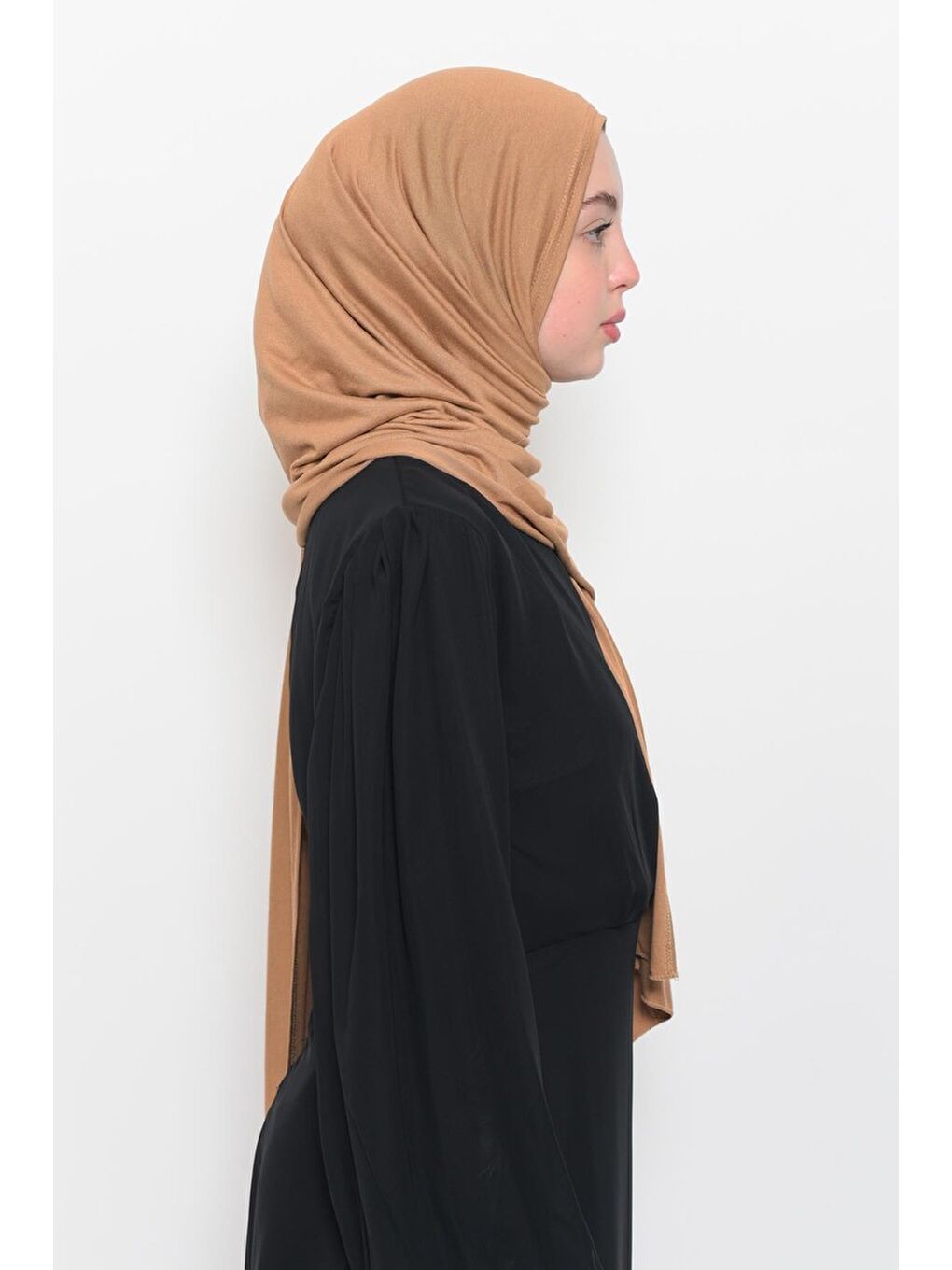Bej Hazır Pratik Geçmeli Lüks Organik Düz Penye Şal Çapraz Hizalı-4