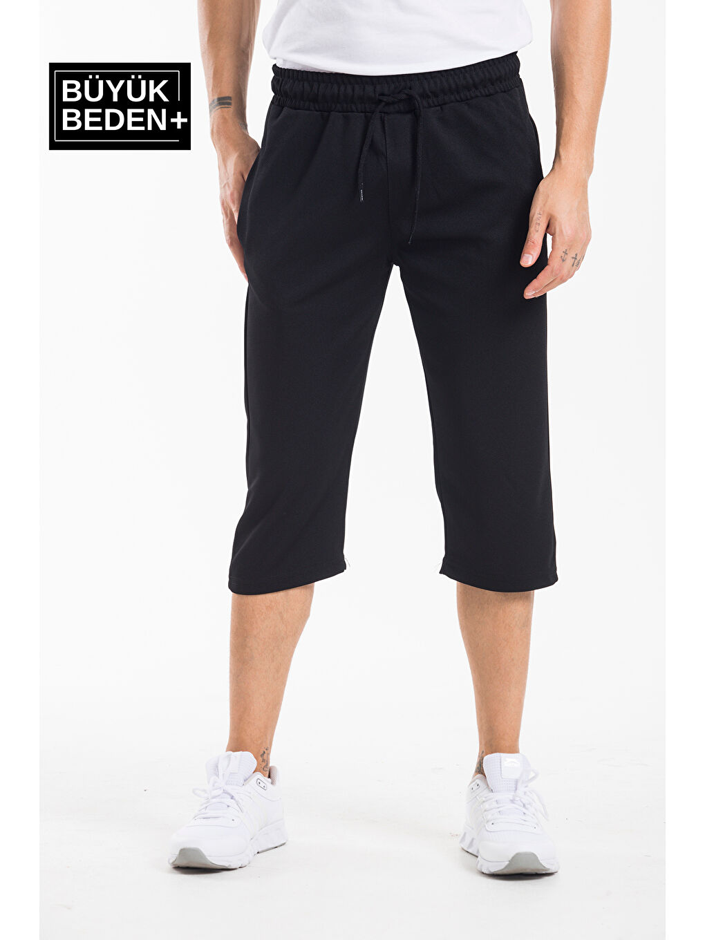 Siyah Erkek Büyük Beden Kapri-Şort SPR25BSR90-1