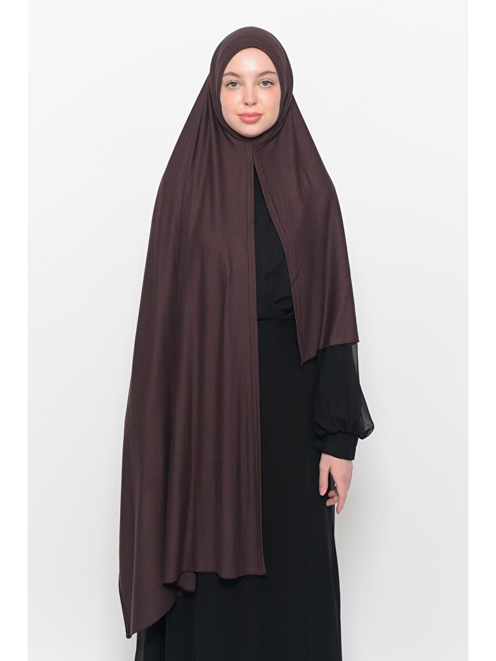 Kahverengi Hazır Pratik Geçmeli Lüks Organik Düz Penye Şal Çapraz Hizalı-2