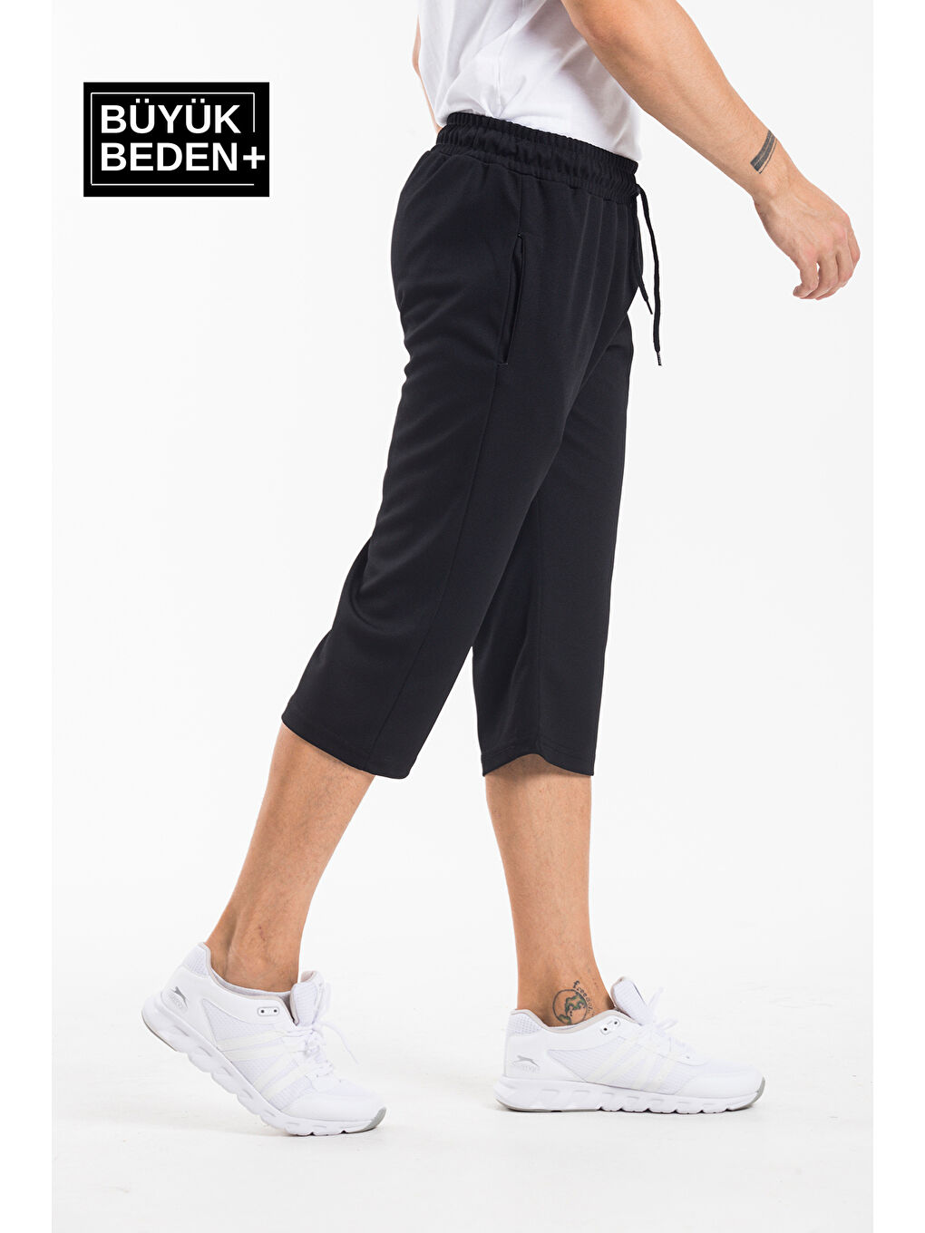 Siyah Erkek Büyük Beden Kapri-Şort SPR25BSR90-2