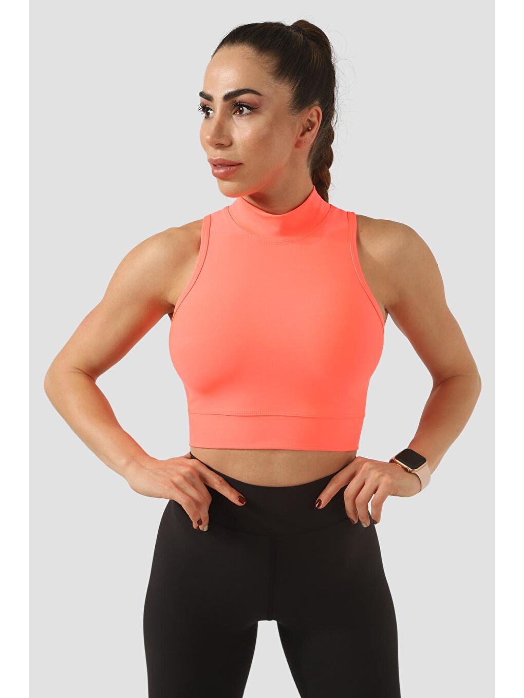 Superstacy Pembe Dik Yaka Neon Pembe Spor Bra