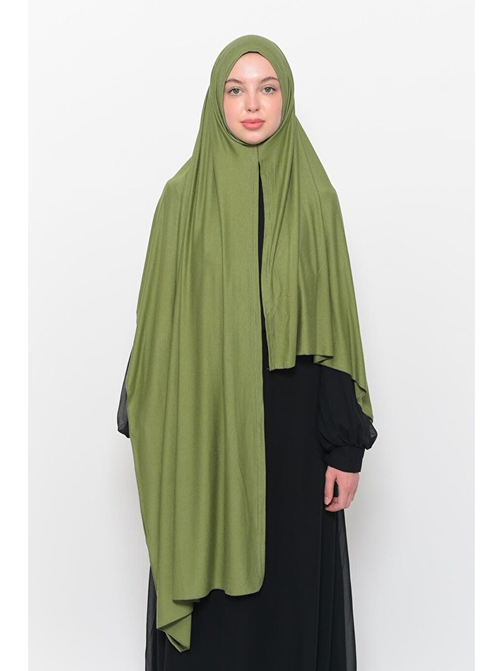 Yeşil Hazır Pratik Geçmeli Lüks Organik Düz Penye Şal Çapraz Hizalı-2