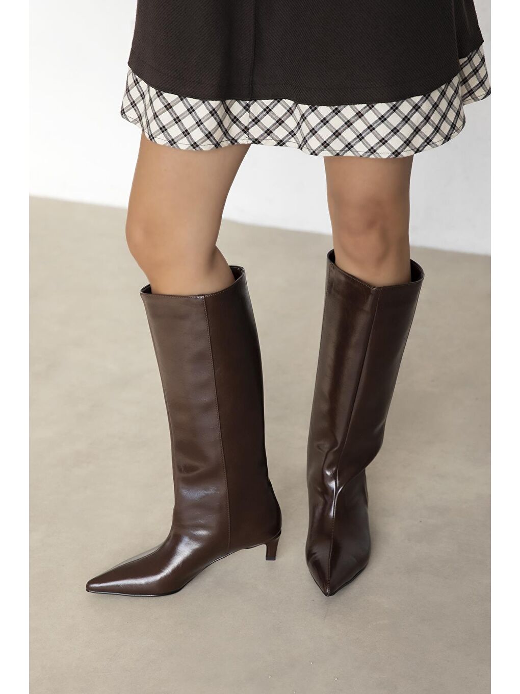 Kahverengi Hope Kırışık Deri Çizme Kahve-1