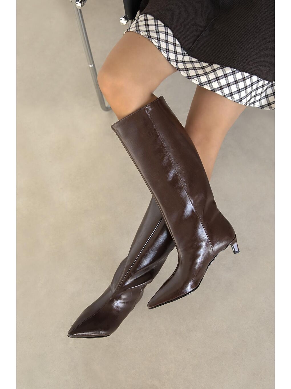 Kahverengi Hope Kırışık Deri Çizme Kahve-2