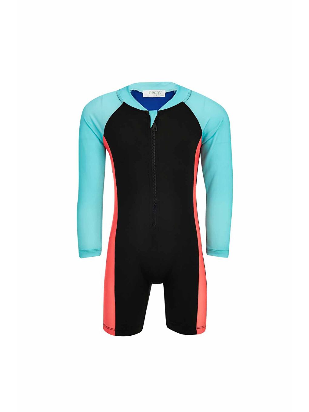 Tulum Uzun Kollu Şortlu Çocuk Yüzücü Mayo UV Korumalı Kelvın 56009 Siyah-2