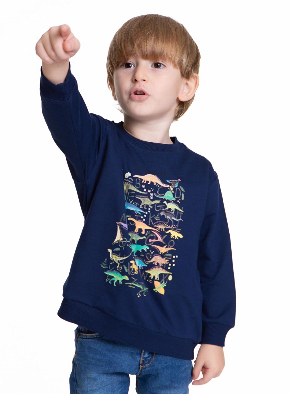 Myhanne Lacivert Dinozor Baskılı Erkek Bebek Sweatshirt 54264