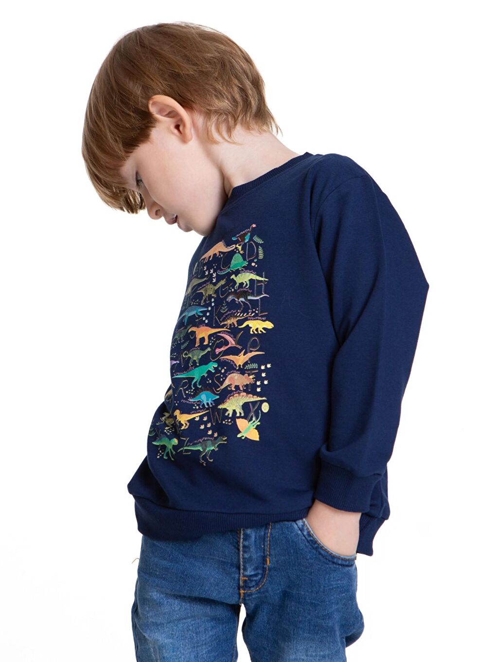 Myhanne Lacivert Dinozor Baskılı Erkek Bebek Sweatshirt 54264 - 3