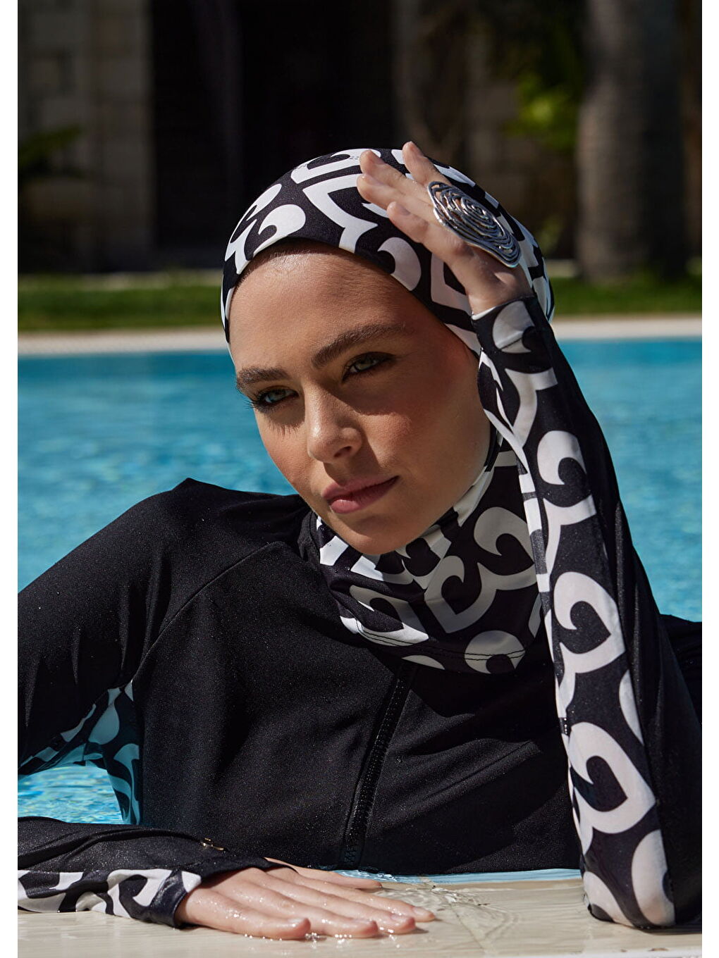 Mayovera Tasarım Mayo Siyah Logo Motifli Tesettür Deniz Bone - 2