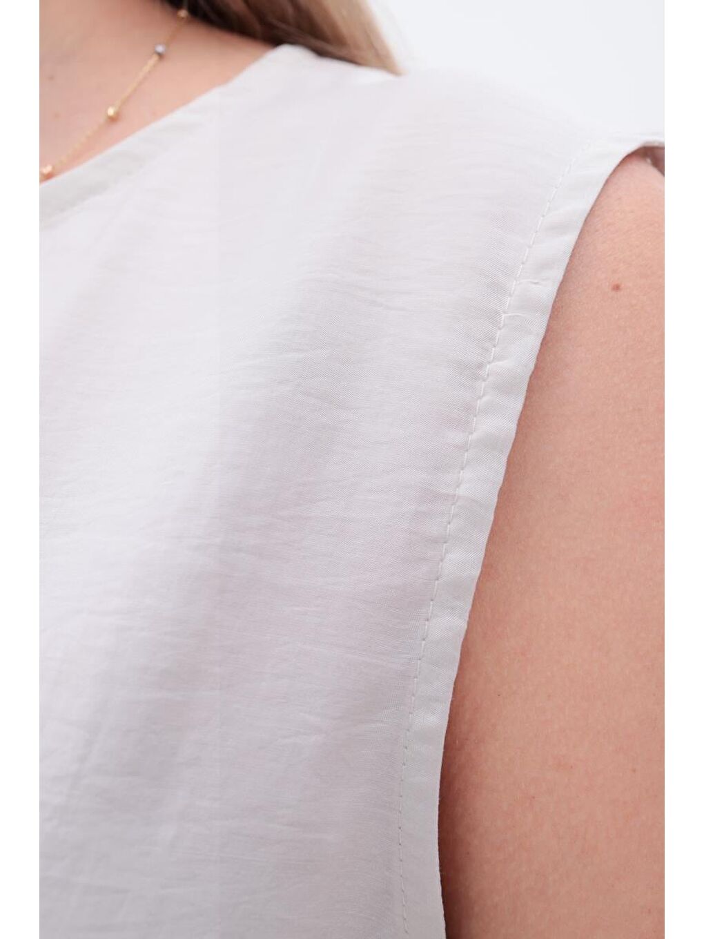 Bej Taş-Basıc Sıfır Kol İçlik Tunik-4