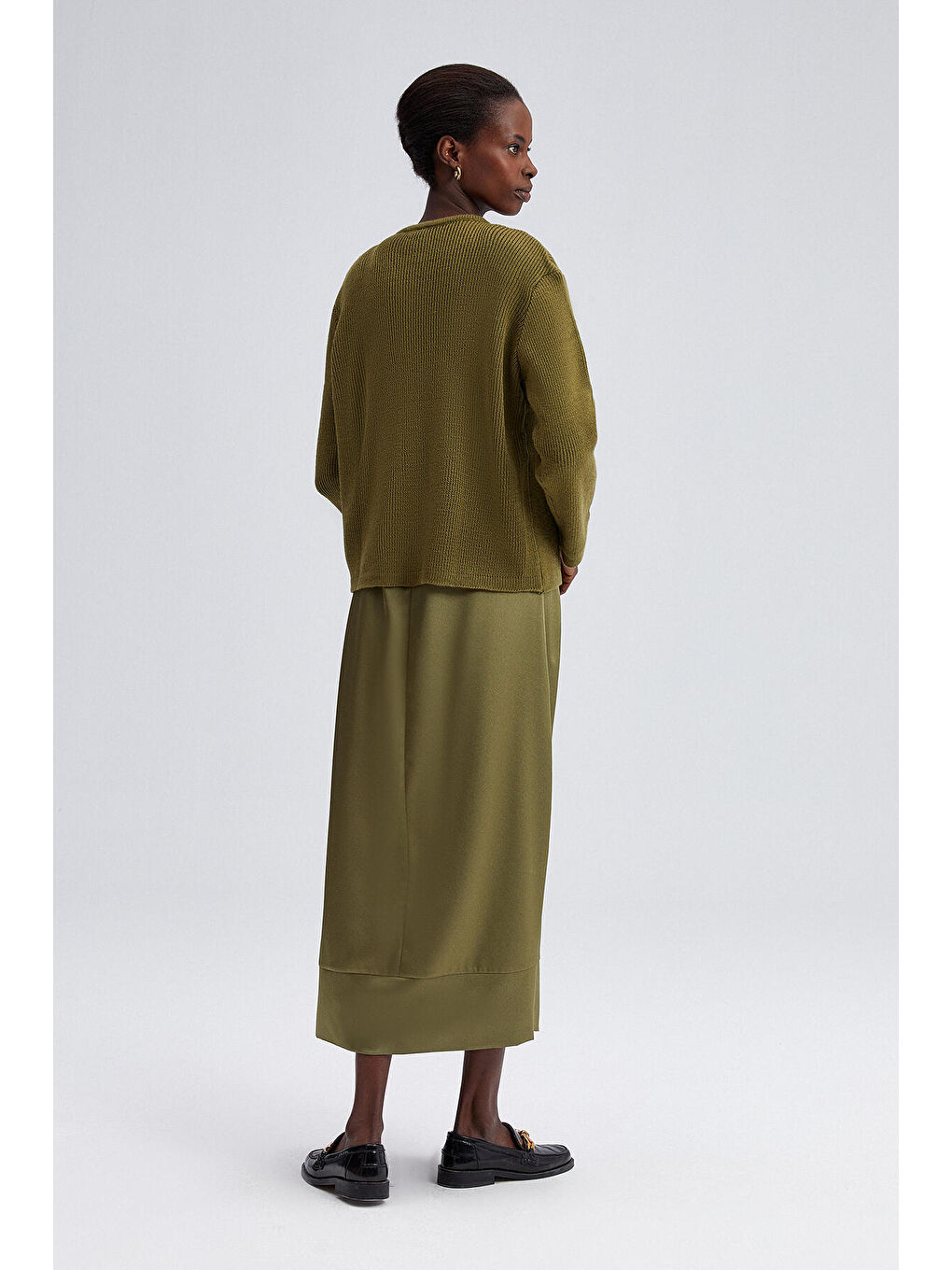 Haki Gold Düğmeli Kısa Hırka-2