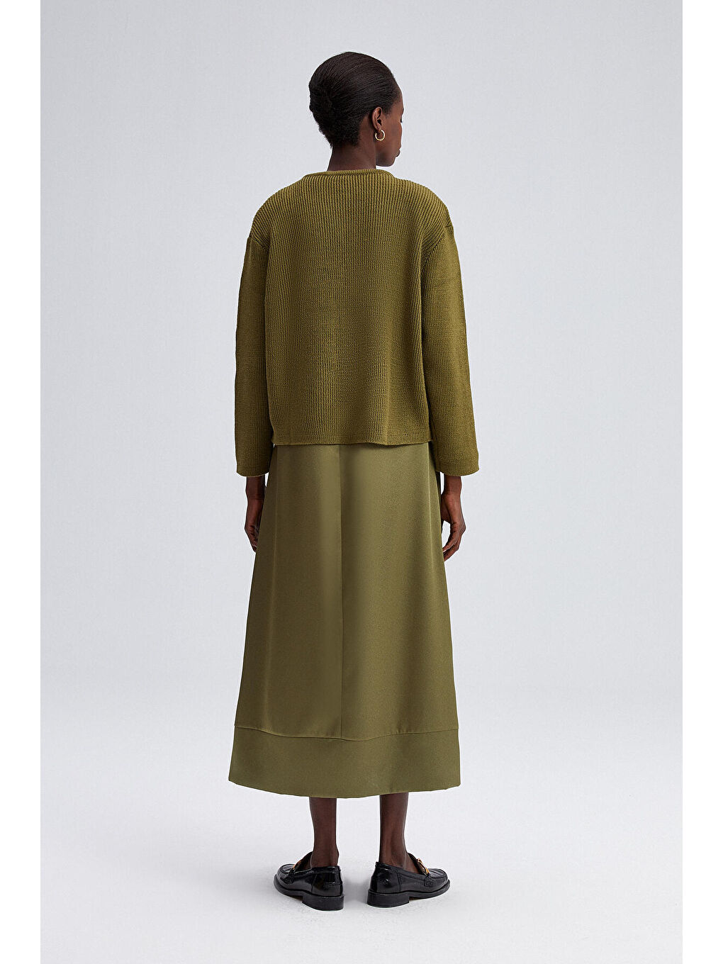 Haki Gold Düğmeli Kısa Hırka-3