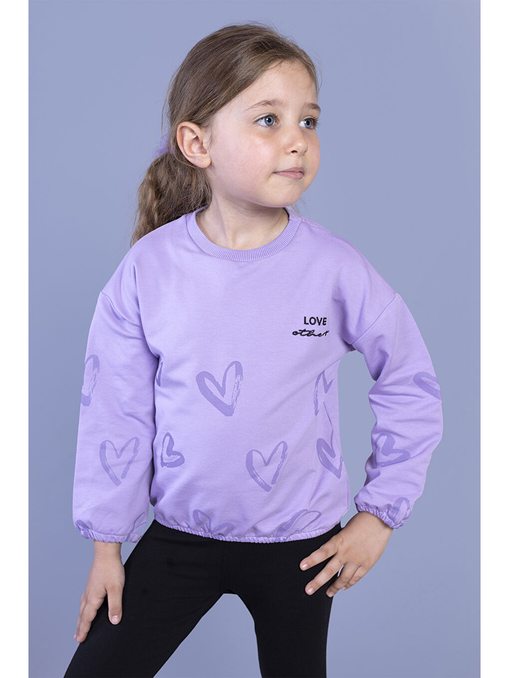 Toontoykids Lila Kız Çocuk Nakışlı Büzgü Detaylı Sweatshirt