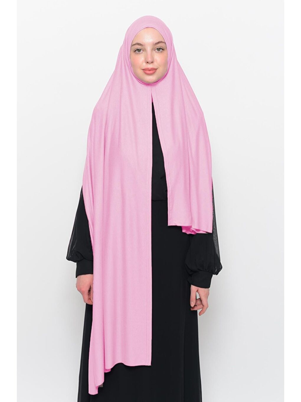 Pembe Hazır Pratik Geçmeli Lüks Organik Düz Penye Şal Çapraz Hizalı-2