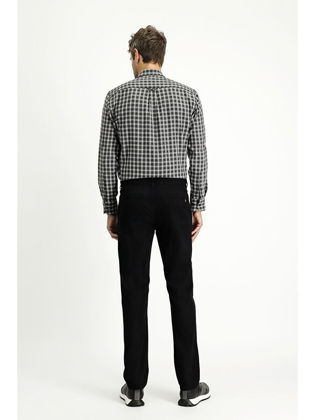 Siyah Regular Fit Elastanlı Pileli Kanvas / Chino Pantolon-3