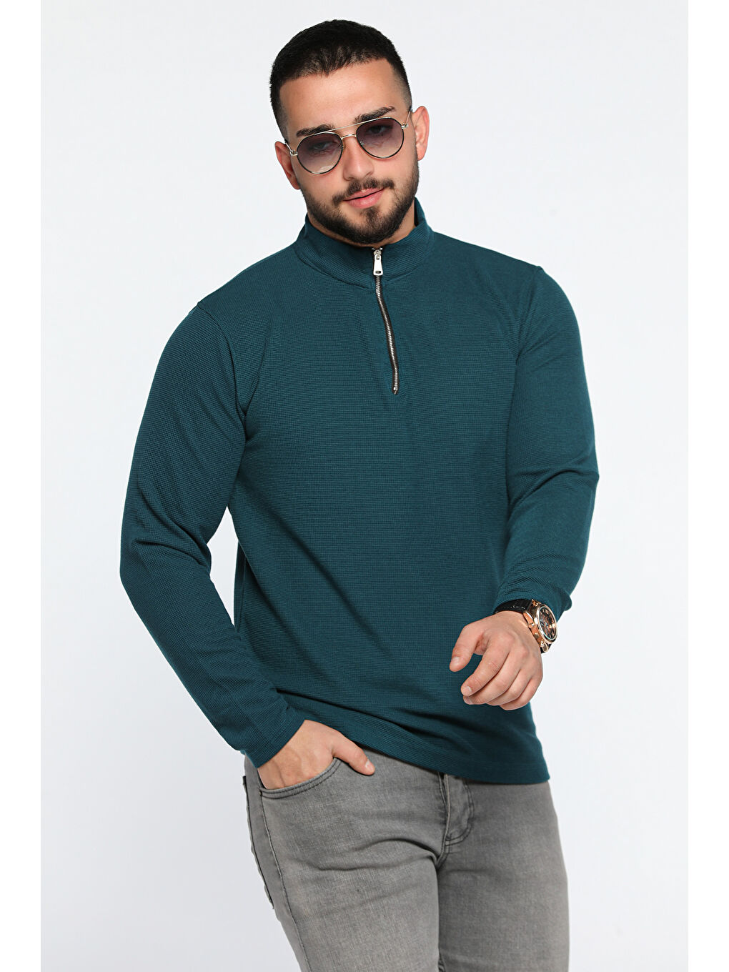 Mishar İtalia Petrol Yarım Fermuarlı Erkek Sweatshirt - 1