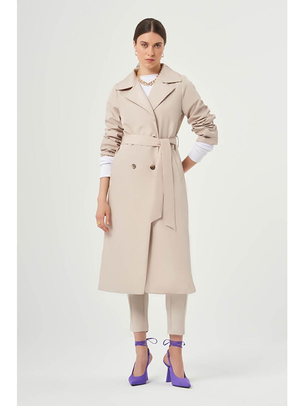 Bej Bsc Klasik Taş Trençkot-1
