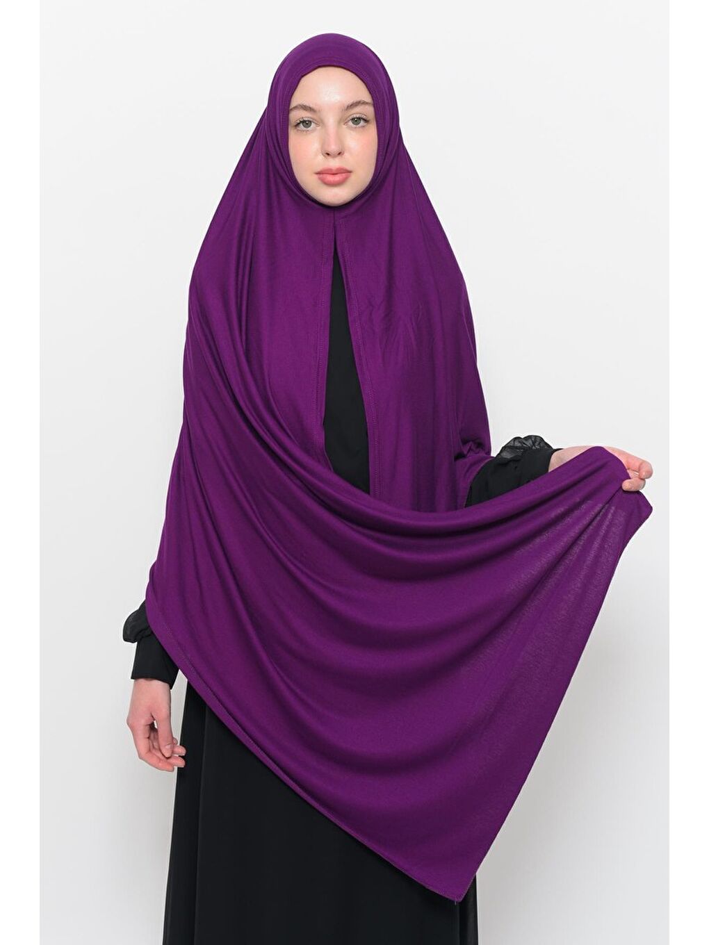 Mürdüm Hazır Pratik Geçmeli Lüks Organik Düz Penye Şal Çapraz Hizalı-1