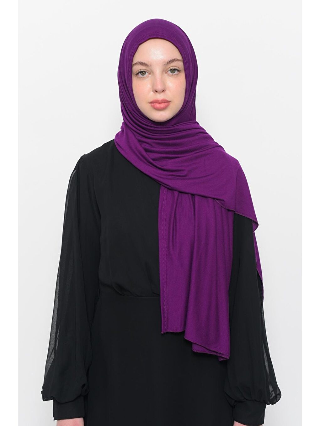 Mürdüm Hazır Pratik Geçmeli Lüks Organik Düz Penye Şal Çapraz Hizalı-3