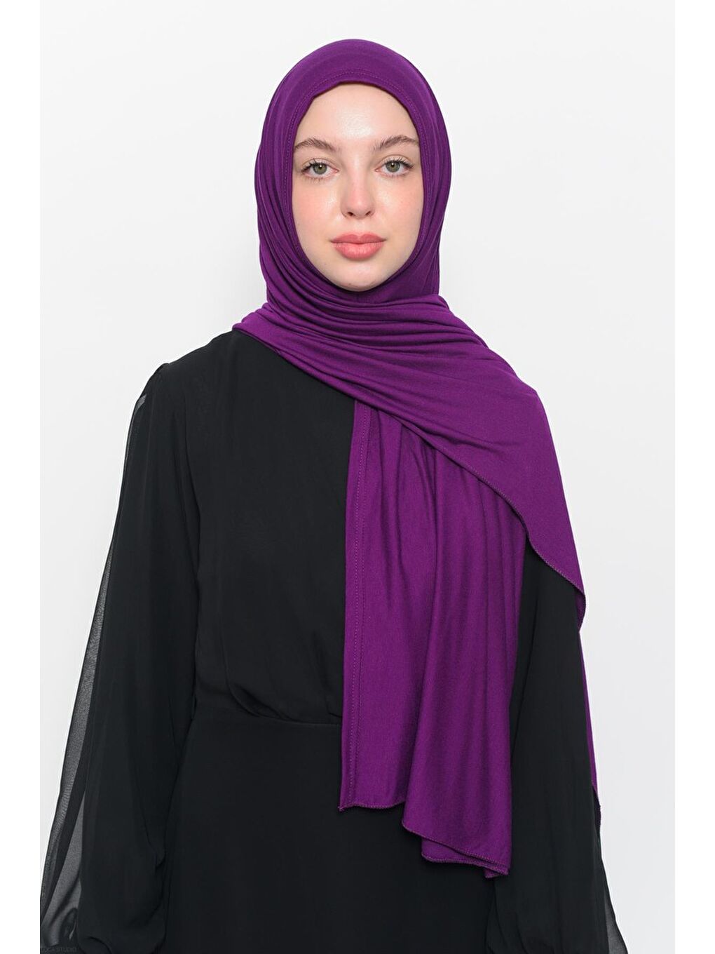 Mürdüm Hazır Pratik Geçmeli Lüks Organik Düz Penye Şal Çapraz Hizalı-4