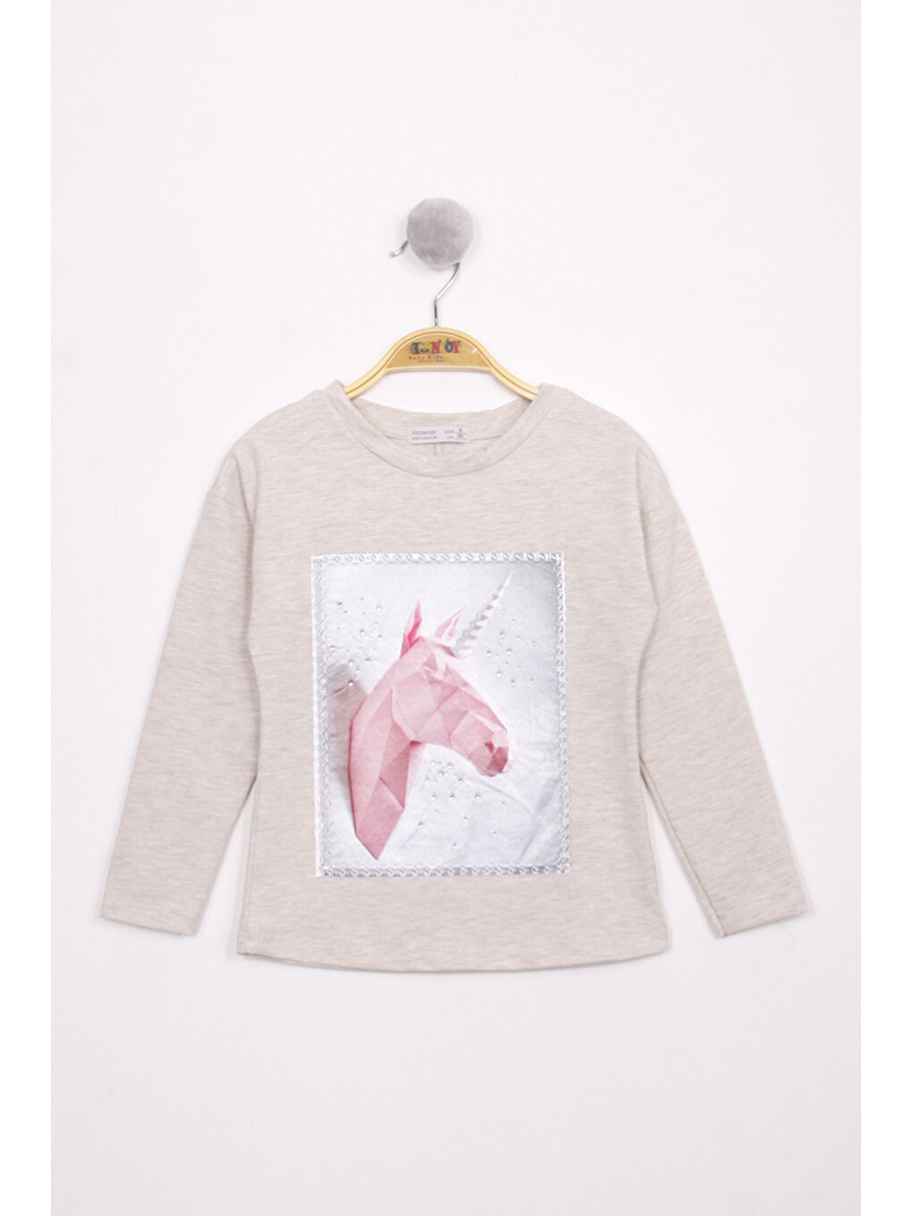 Kahverengi Kız Çocuk Boynuzlu Sweatshırt