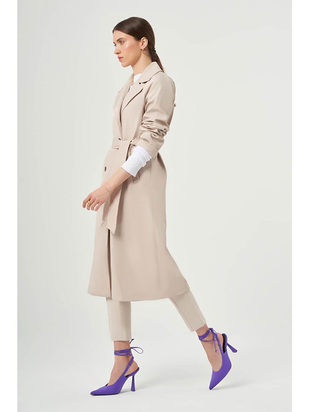 Bej Bsc Klasik Taş Trençkot-2