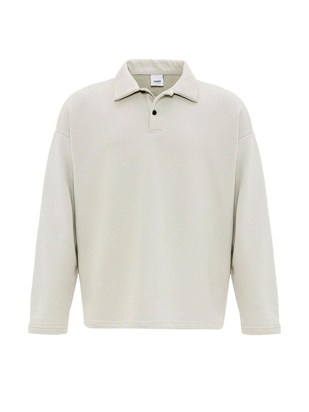 Basıc Polo Yaka Sweatshirt Buz Grisi-1