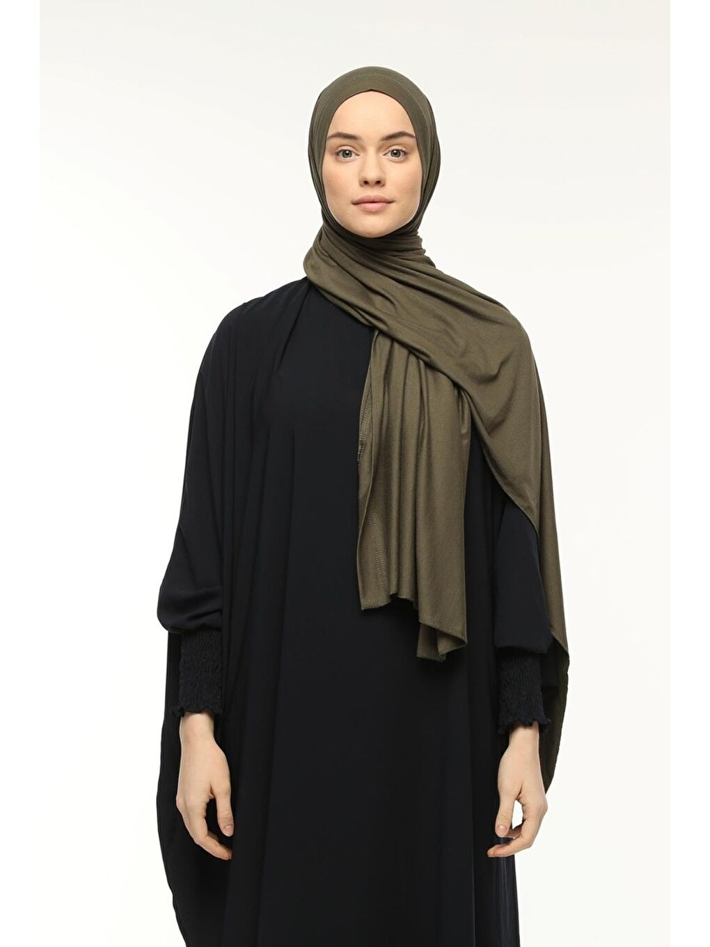 Yeşil Hazır Pratik Geçmeli Lüks Organik Düz Penye Şal Çapraz Hizalı-3