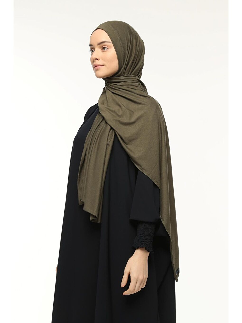 Yeşil Hazır Pratik Geçmeli Lüks Organik Düz Penye Şal Çapraz Hizalı-4
