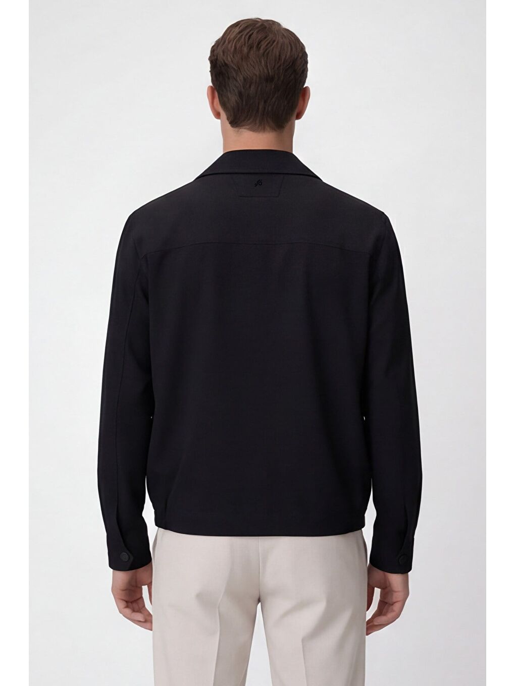 Erkek Siyah Normal Kesim Regular Fit Viskon Fleto Kapaklı Cep Klasik Yaka Bomber Mont-3