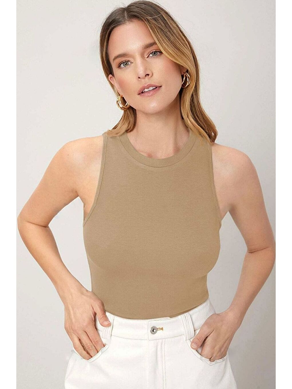 Karışık Kadın Vizon Laci Siyah Beyaz Bisiklet Yaka Sıfır Kol Body Atlet 4lü Set-2