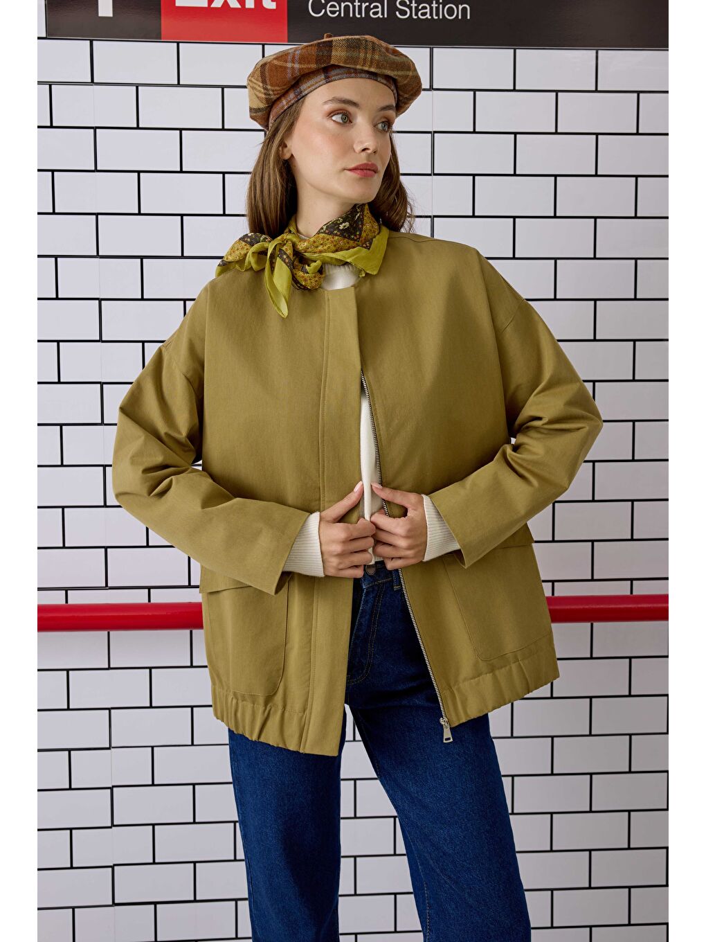 Kanvas Bomber Ceket Haki-1