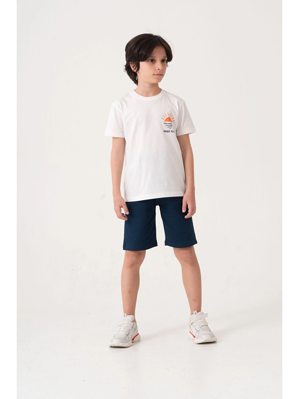 Ekru Beach Side Sırt Baskılı Erkek Çocuk Takım 50605-2