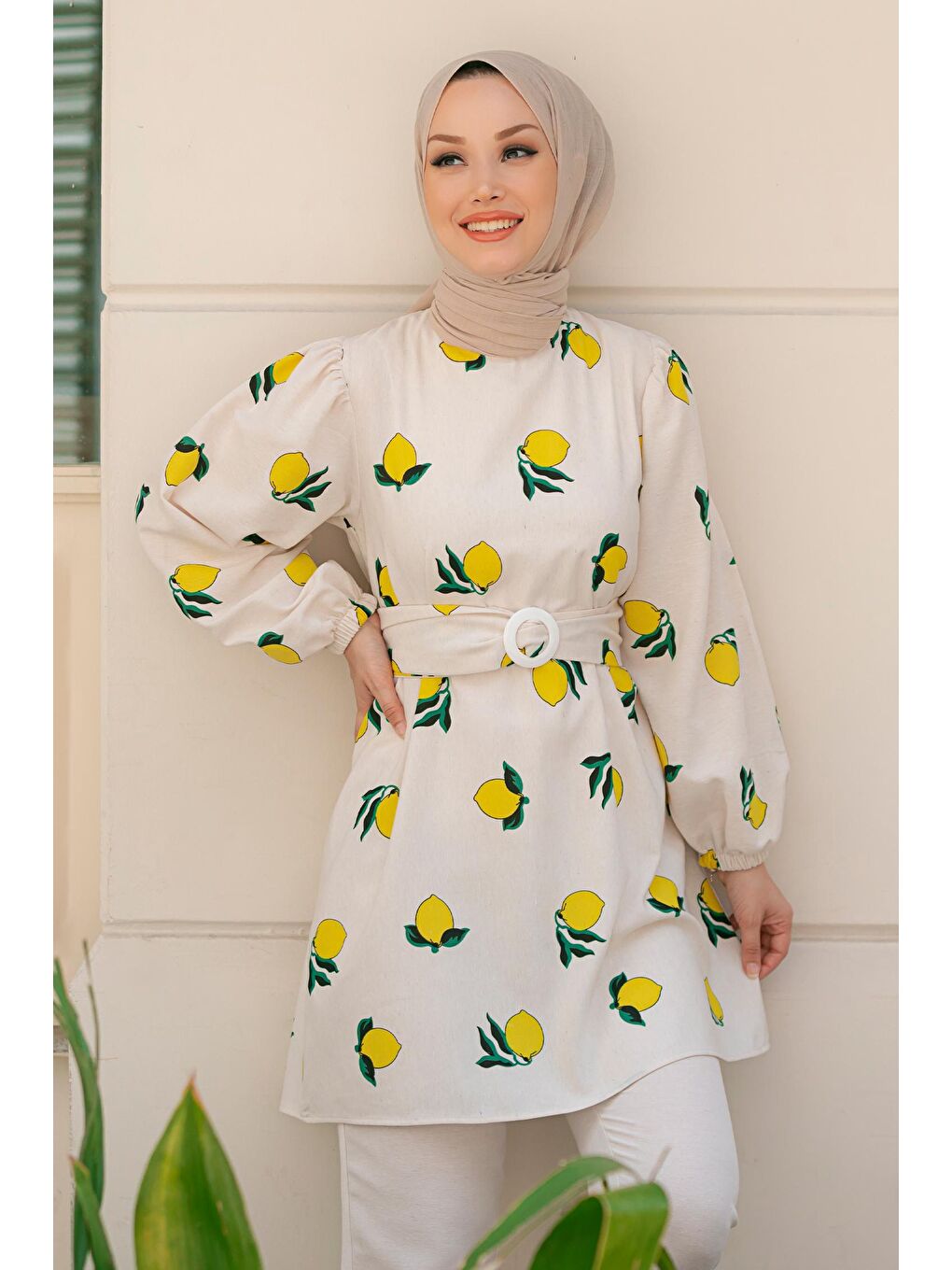 Orta Sarı Tunik Kadın Pantolon - 10549-1