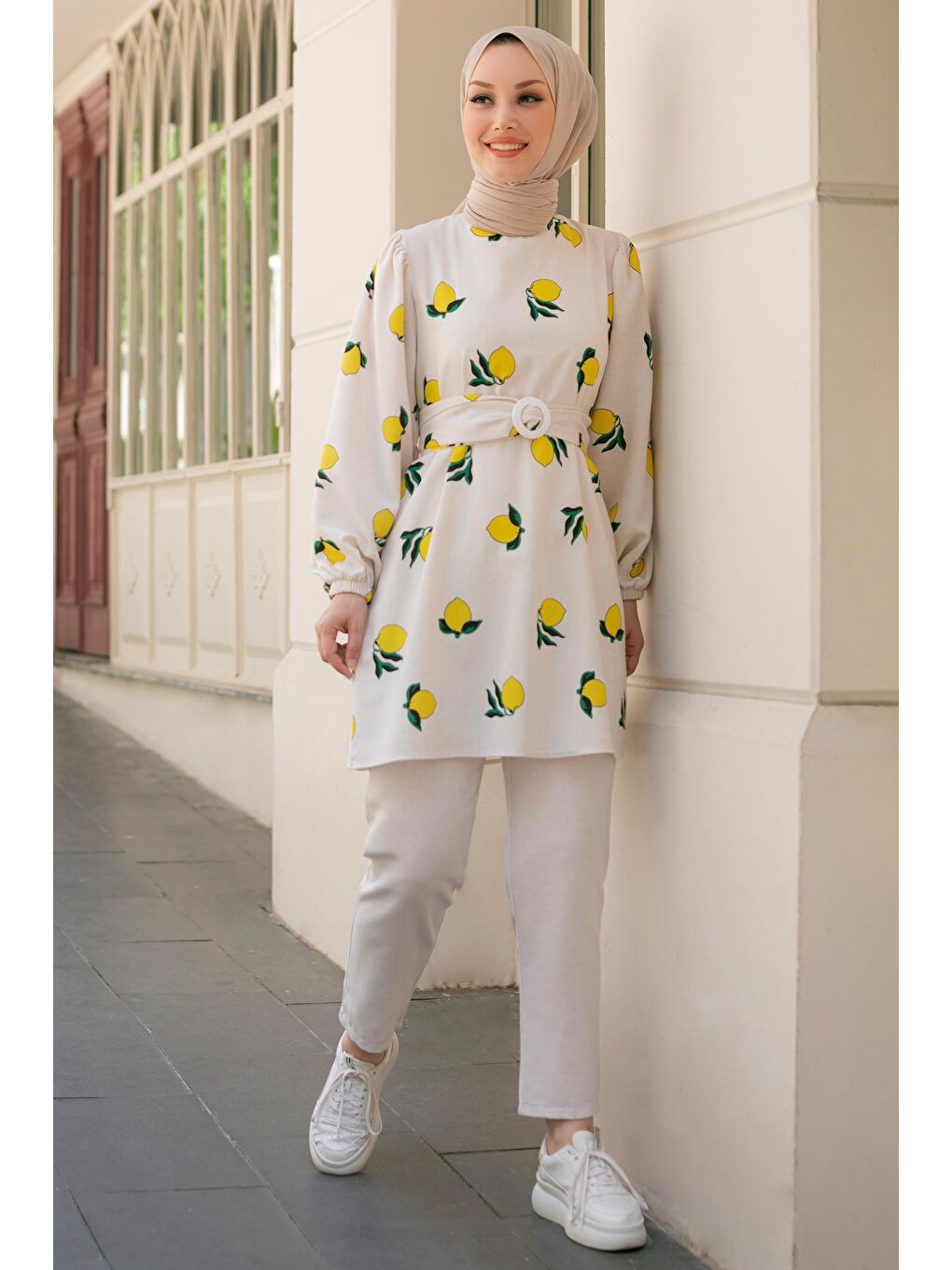 Orta Sarı Tunik Kadın Pantolon - 10549-3