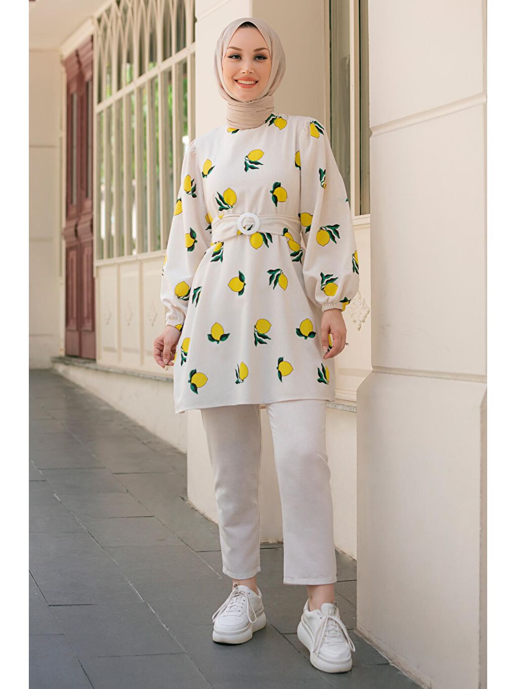 Orta Sarı Tunik Kadın Pantolon - 10549-4