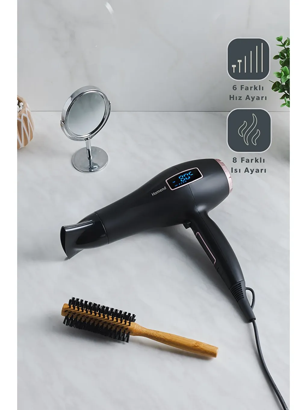 Hairforce 4405H Dokunmatik Ekranlı İyonik Saç Kurutma Makinesi Siyah-4