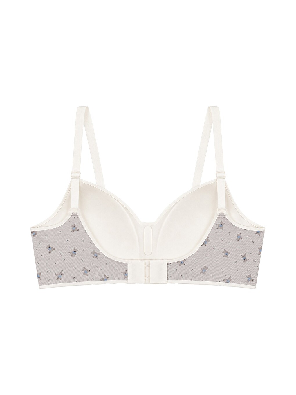 Seamless Bra - Mireva | Gri Lazer Kesim Rib Dokulu Ayıcık Desenli Balensiz Kadın Sütyen-1