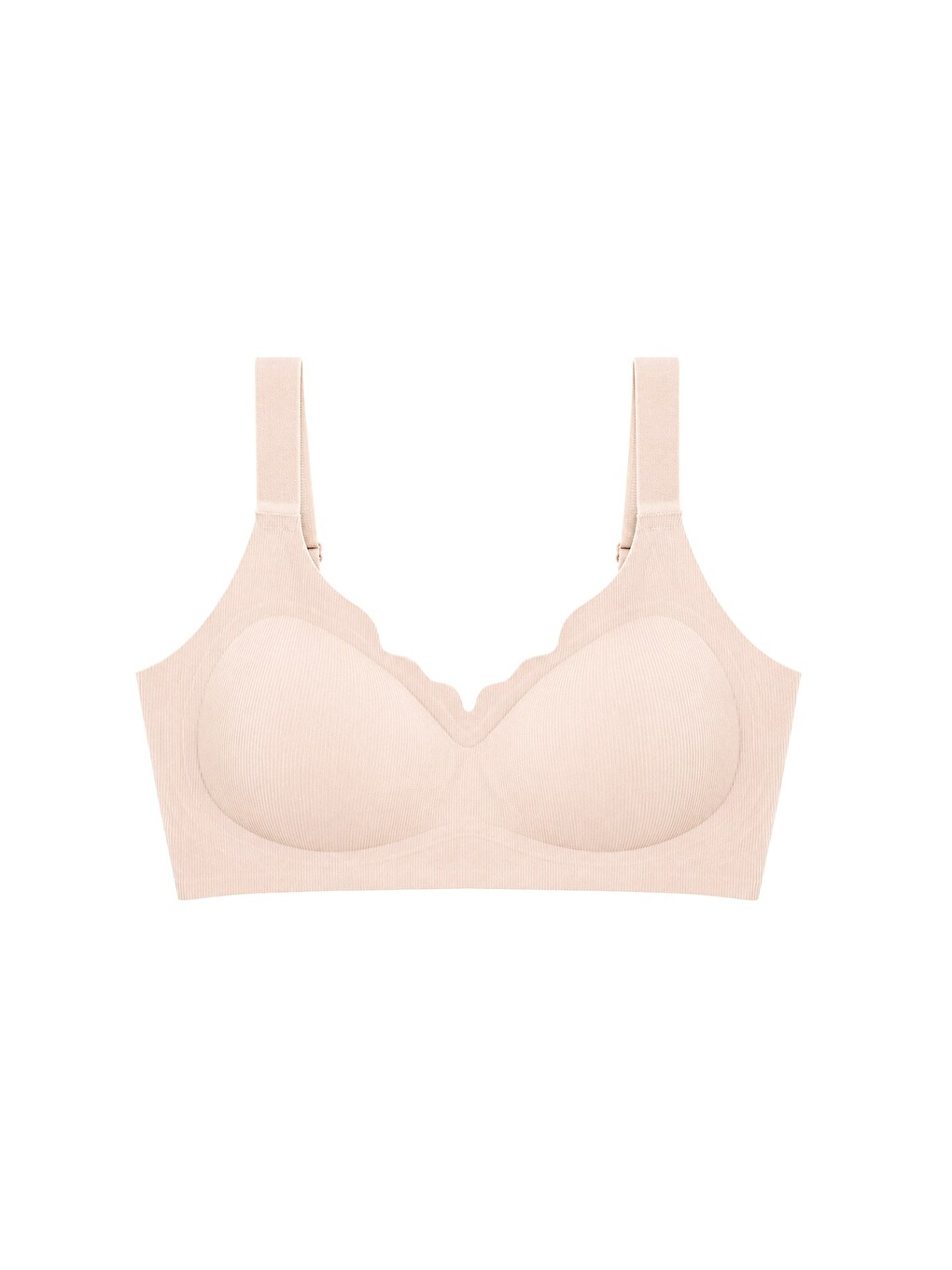 Bej Seamless Bra - Mirena | Ten Lazer Kesim Rib Dokulu Toparlayıcı Balensiz Kadın Sütyen