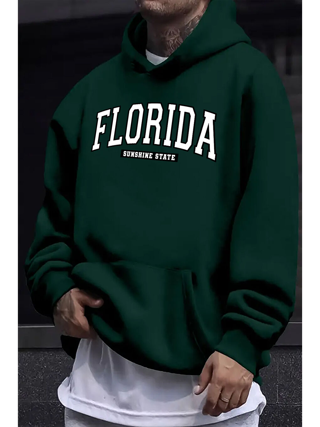 uyguntarz Yeşil Florida Baskılı Oversize Sweatshirt