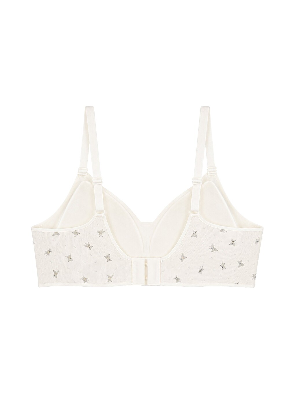Ekru Seamless Bra - Mireva | Krem Lazer Kesim Rib Dokulu Ayıcık Desenli Balensiz Kadın Sütyen-1