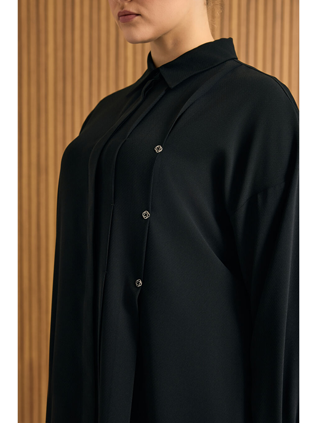 Siyah Koza Logo Detaylı Tunik-3