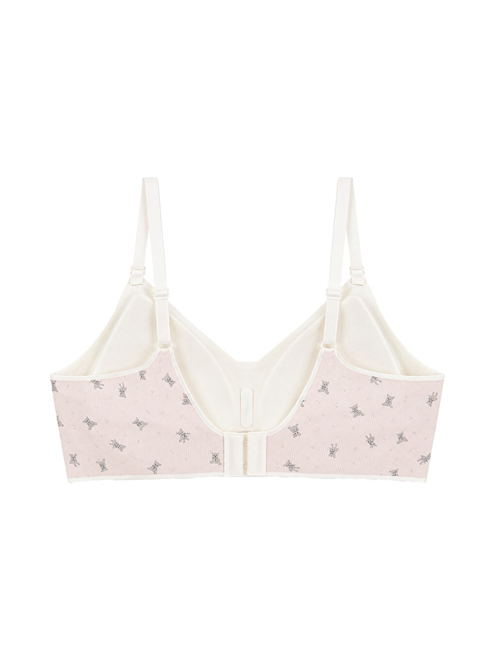 Pembe Seamless Bra - Mireva | Pudra Lazer Kesim Rib Dokulu Ayıcık Desenli Balensiz Kadın Sütyen-1