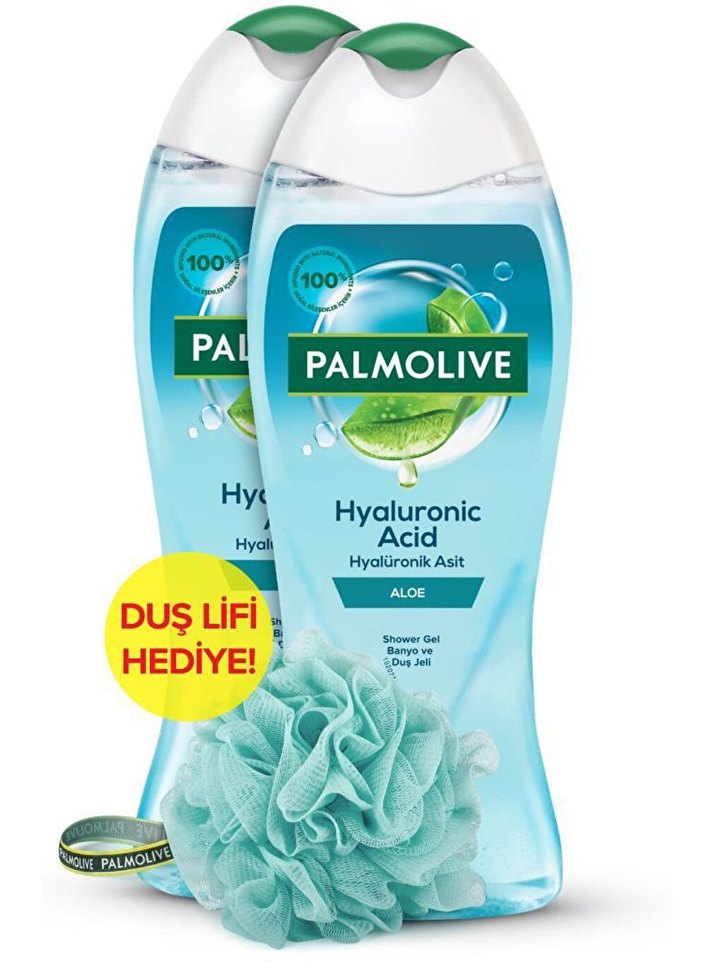 Palmolive Mavi Hyaluronic Acid Doğal Aloe Özlü Banyo ve Duş Jeli 500 ml x2 Adet + Duş Lifi Hediye - 9