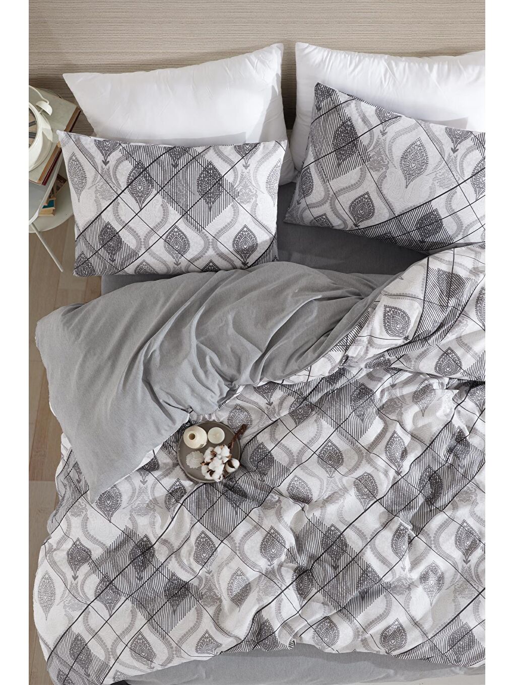 Gri Alvin Tek Kişilik Nevresim Takımı