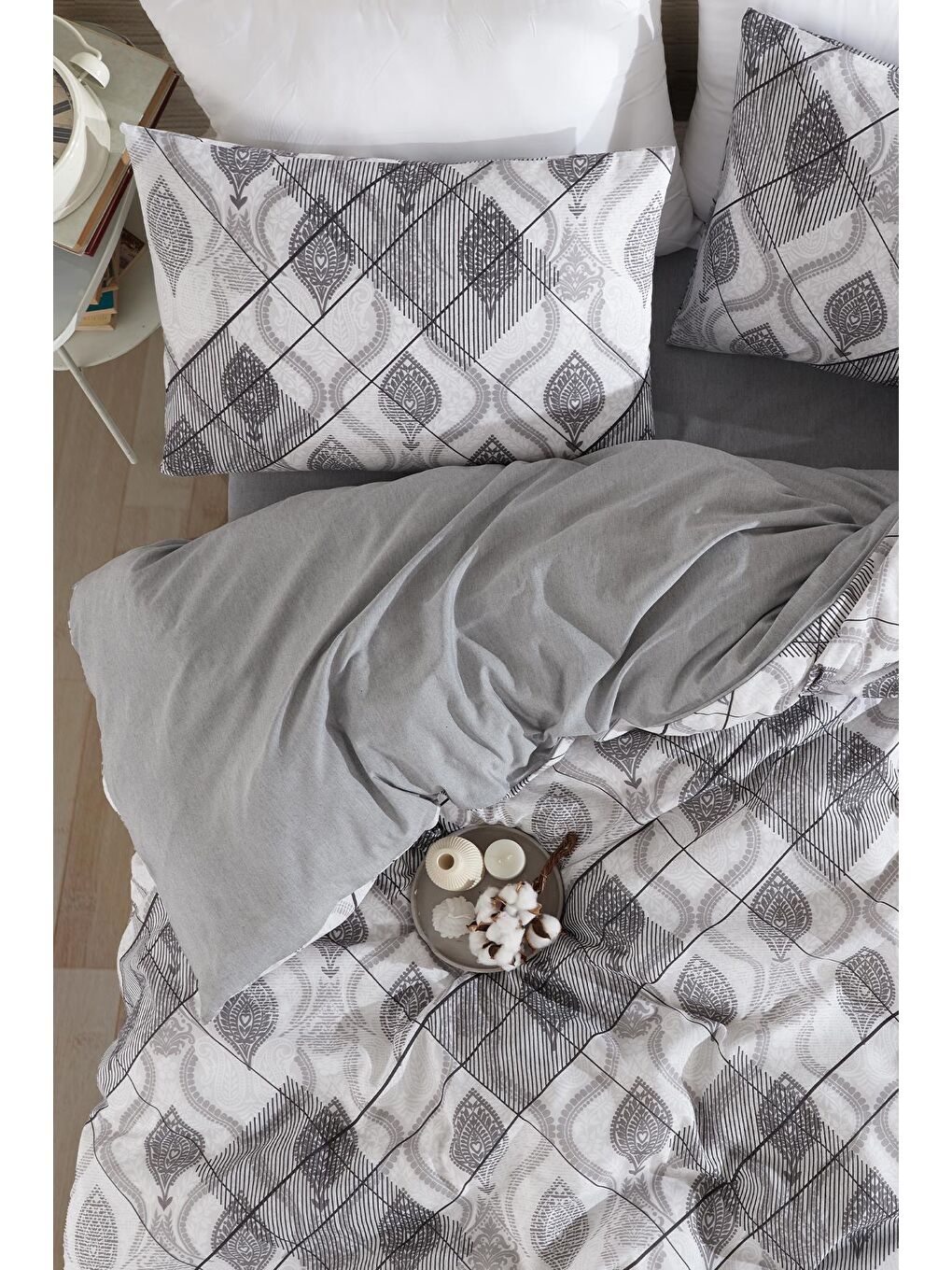 Gri Alvin Tek Kişilik Nevresim Takımı-1