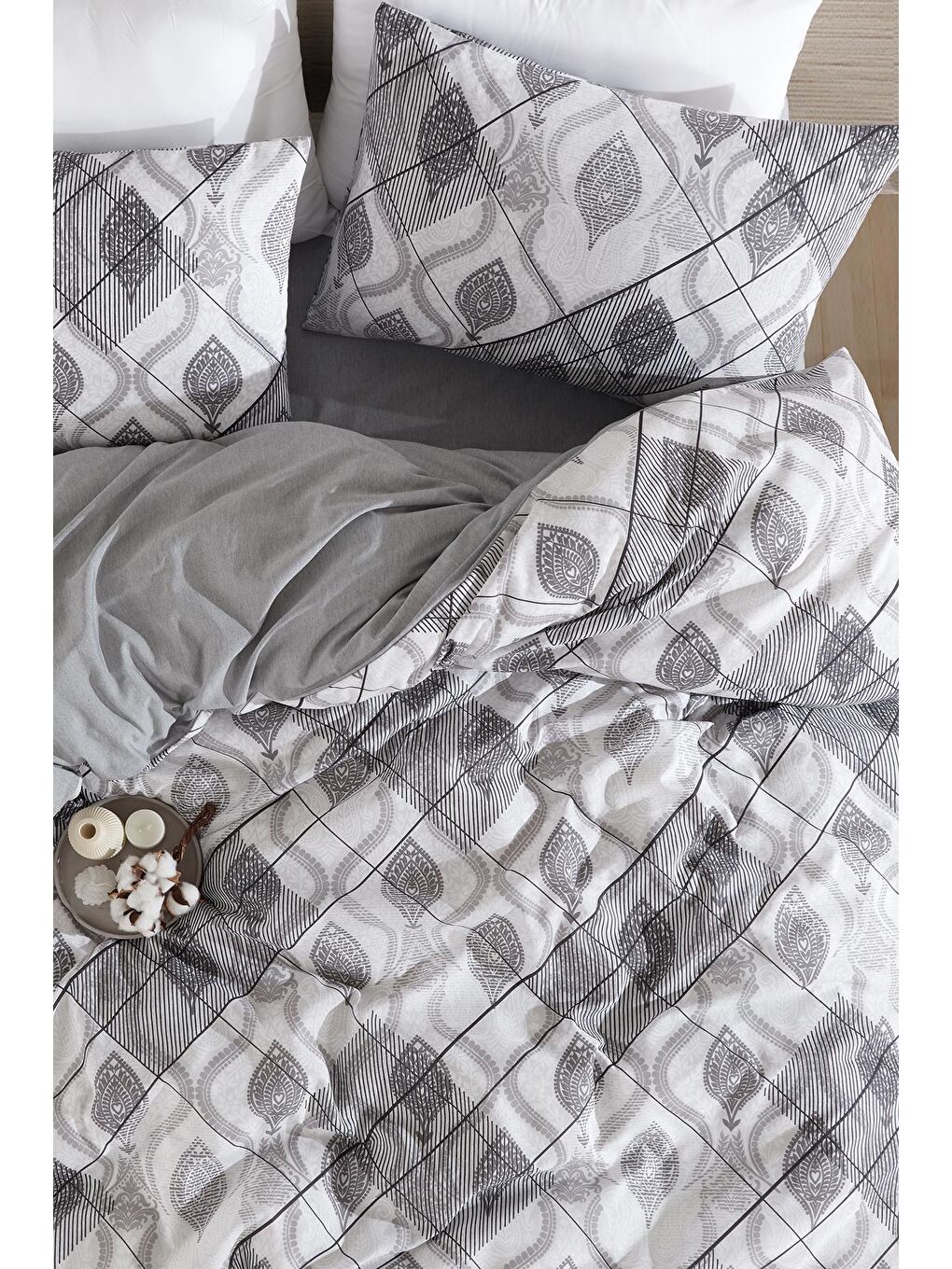 Gri Alvin Tek Kişilik Nevresim Takımı-2