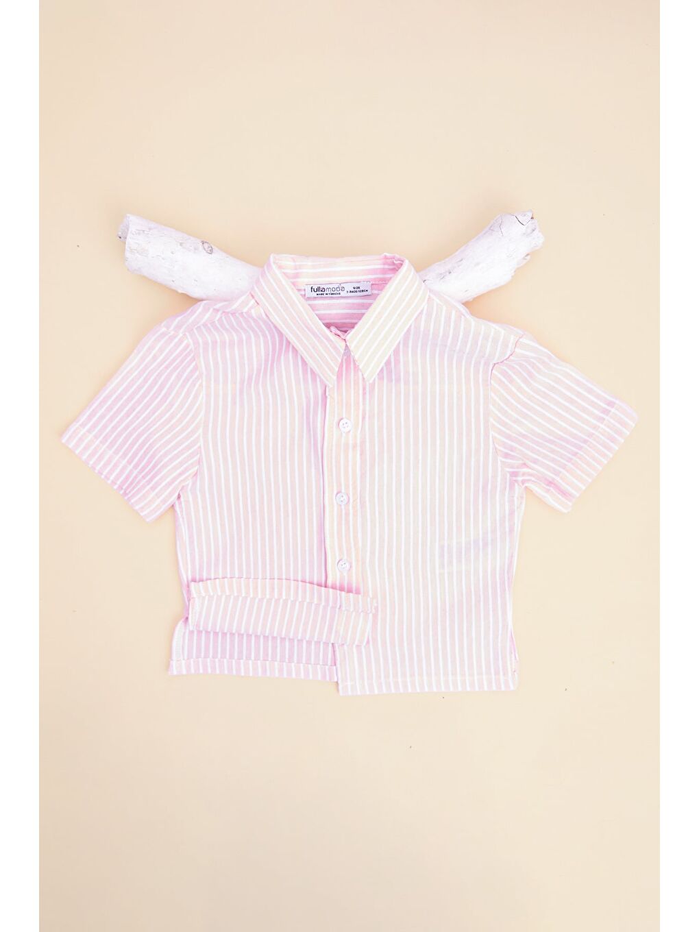 Pembe Çizgili Düğmeli Kız Çocuk Gömlek